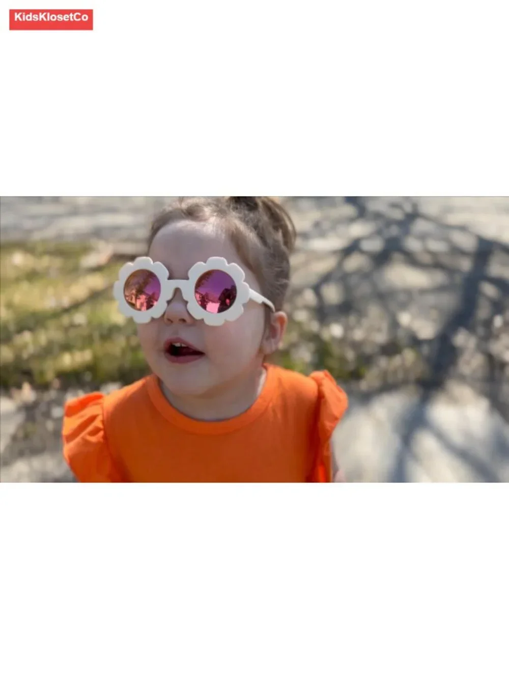 Bendable Cute Flower Polarized Round Sunglasses for Toddler Age 2-8